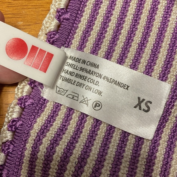 SOLID & STRIPED Womens Size XS Clara String Bikini Bottoms Striped Purple Ivory - Picture 5 of 12